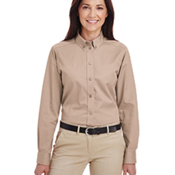 Harriton Ladies' Foundation 100% Cotton Long-Sleeve Twill Shirt with Teflon™ Thumbnail
